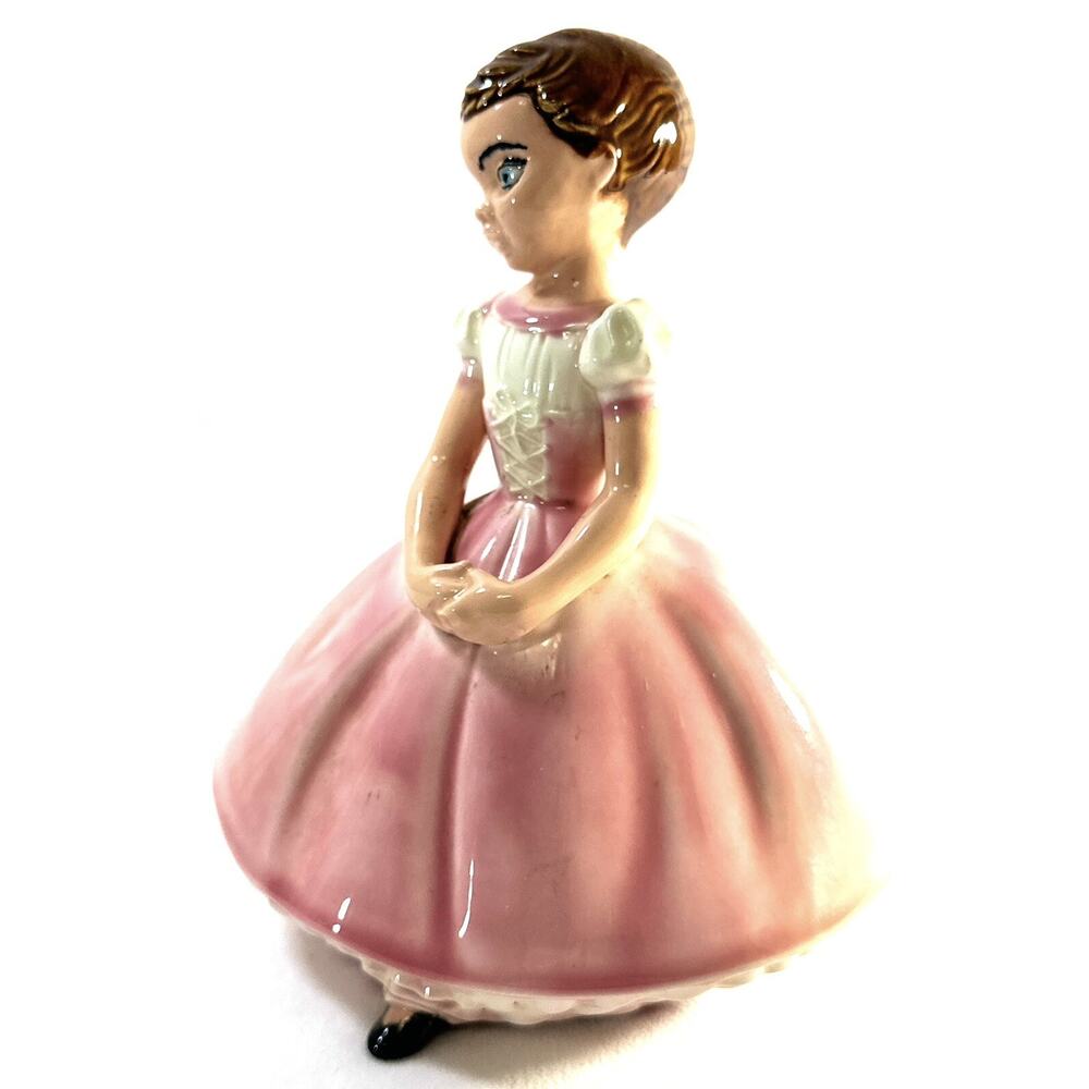 Vintage Porcelain Holland Girl In Pink Ball Gown 7” Tall 6” Long - Picture 4 of 7